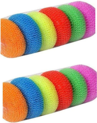 fusionfest Round Plastic Scrubber Non-Stick Cookware cleaner Scrub Sponge(Medium, Pack of 12)