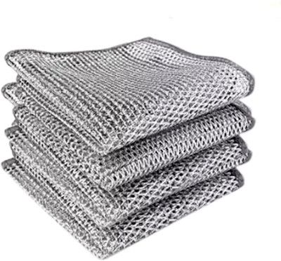 Afast Wire dishcloth and cleaning brush make cleaning easy. Reusable and easy to rinse Stainless Steel Scrub(Medium, Pack of 4)