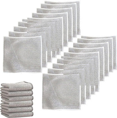 SJK (Pack of 20) Dishwashing WIre Cloth/ Stainless Steel Scrub Pads 1.1462 Stainless Steel Scrub(Medium, Pack of 20)