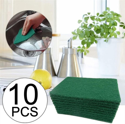 BY DKG SALES Green Scouring Pads – Heavy-Duty & Reusable Cleaning Scrubbers (10-Pack) Scrub Pad(Regular)