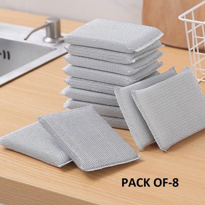 REVATAKG 8 Pcs Non Scratch Sponge Dish Washing Sponge for Wet and Dry Easy Cleaning Scrub Sponge(Regular, Pack of 8)