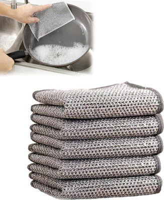 SJK (Pack of 10)Dishwashing WIre Cloth/ Stainless Steel Scrub Pads 1.972 Dishwash Bar(10 g)