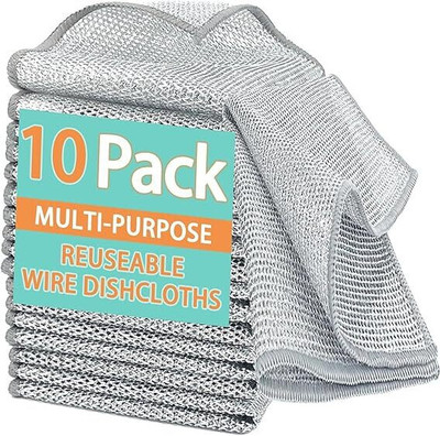 Shiv Multipurpose Wire Dishwashing Rags Reusable Cleaning Cloth for Kitchen Sink Pans Scrub Pad, Scrub Sponge, Stainless Steel Scrub(Medium, Pack of 10)