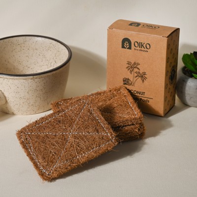 OIKO Coconut coir Dishwash Scrub Pads Scrub Pad(Medium, Pack of 5)