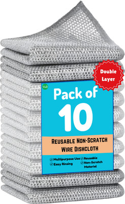PvTraders Dish Wash Scrubber Wire Double sided Scrubbing Pad Stainless Steel Scrub(Regular, Pack of 10)