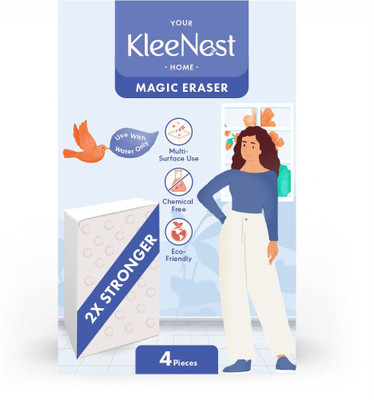 Kleenest Magic Eraser Cleaning Pack of 4 | Chemical-Free & Multi-Purpose Use Sponge Wipe(Regular, Pack of 4)
