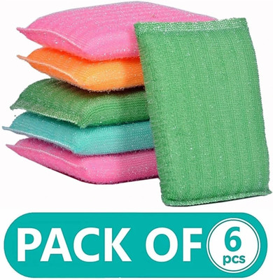 topgifties Set of 6 Pcs Scrub Pad Multicolor Multipurpose Double Sided Kitchen Scrub Pad Scrub Pad(Regular, Pack of 6)