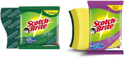 Scotch-Brite Scrub Sponge Large (2 units) & Scrub Pad Large (3 units) Scrub Sponge(Large, Pack of 5)
