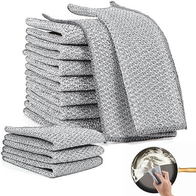 tulsienterprise Double Layer Non Scratch Dish wash Cloths for Kitchen & Free Cleanning Brush Stainless Steel Scrub(Regular, Pack of 10)