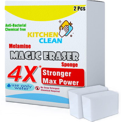 MiBi Kitchen Clean 4X Stronger Stain Remover Magic Eraser Chemical Free Multipurpose Scrub Sponge(Regular, Pack of 2)