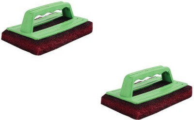 SBTs MAAHI Tile Cleaning Multipurpose Scrubber Brush with Handle Set of 2 Scrub Pad, Scrub Sponge(Regular, Pack of 2)