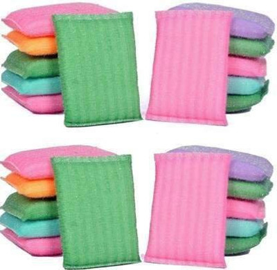 KicHapp Scratch Proof Kitchen Utensil Scrubber Pad (Pack of 24, Multicolor) Scrub Sponge(Regular, Pack of 24)