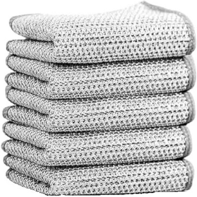 JAHAN Dish Scrubber Double-Layer Steel Wire Dish Washing Cloth , Cleaning Cloth for Cookware, Sinks Stainless Steel Scrub, Scrub Pad(Regular, Pack of 5)