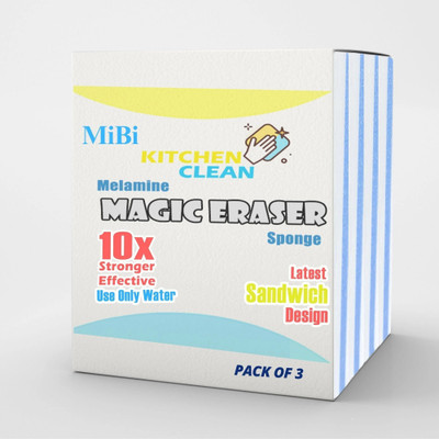MiBi Kitchen Clean Nano-tech Sandwich Design Multipurpose Magic Cleaning, Magic Scrub Sponge(Regular)