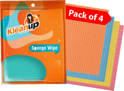 Pranay's Kleanup Super Absorbent Cellulose Sponge Wipe for Kitchen, Slab & Glass | 10X Absorption Sponge Wipe(Regular, Pack of 4)