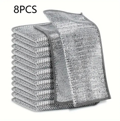 dust n shine Stainless Steel Cleaning Scrubber Pack of 8 Stainless Steel Scrub(Regular, Pack of 8)