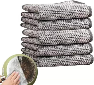 GJSHOP Non-Scratch Wire Dishcloth for Washing Dishes Sinks Stainless Steel Scrub(Regular, Pack of 5)