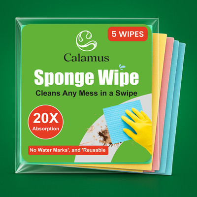 Calamus Premium Sponge Wipe| Sponge wipe| Scrub Pad for Kitchen Cleaning|Kitchen Cleaner Scrub Sponge, Sponge Wipe, Scrub Pad(Large, Pack of 5)