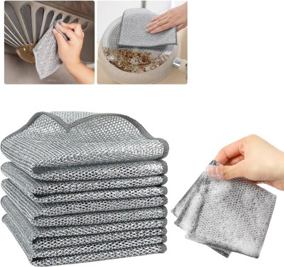 JIG'sMART 3pcs Multifunctional Wire Dishcloth Non-Scratch With Free 1 Gap Cleaning Brush Scrub Pad, Stainless Steel Scrub, Sponge Wipe(Large, Pack of 3)