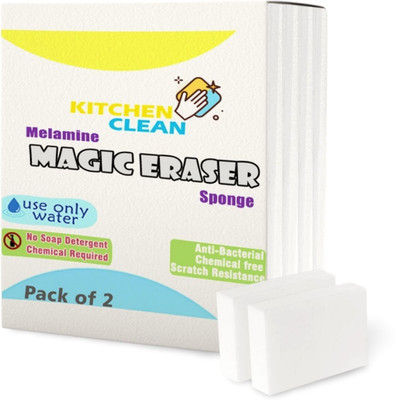 MiBi Kitchen Clean Melamine Stain Remover Magic Eraser Chemical Free Multipurpose Scrub Sponge(Regular, Pack of 2)