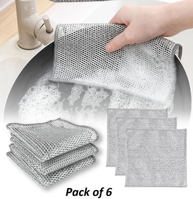 HEYMAK 6PCS Multipurpose Wire Dishwashing Rags for Wet and Dry,Easy Rinsing,Kitchen Scrub Pad(Medium, Pack of 6)