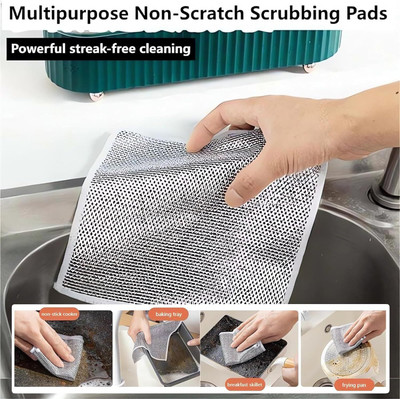 kroywen Multipurpose Wire Dishwashing Rags for Wet and Dry Stainless Steel Scrubber Stainless Steel Scrub(Regular)
