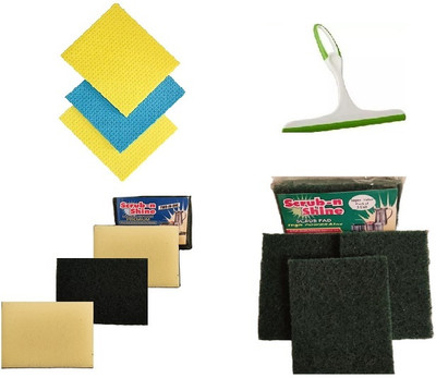 HKint KITCHEN TOOLS 3 SCRUB PADS 3 KITCHEN WIPES 3 SCRUB N SPONGES AND 1 WIPER Scrub Sponge(Regular, Pack of 4)