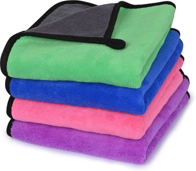 OM Creations Pack of 5 Lint Free Dual Sided Vehicle, Glass & floor Cleaning Cloth DH1.128 Wet and Dry Cotton Cleaning Cloth(5 Units)