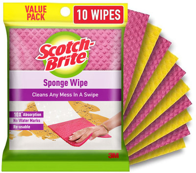 Scotch-Brite Reusable, Biodegradable, Multi-color Sponge Wipe(Large, Pack of 10)