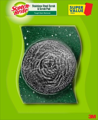 Scotch-Brite Stainless Steel Scrubber With Silver Sparks Scrub Pad(Regular)