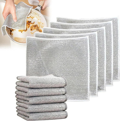 Maahixa Wire Dishwashing Rags for clothes Non-Scratch Wire Dishcloth for Washing Dishes Scrub Pad(Medium, Pack of 5)
