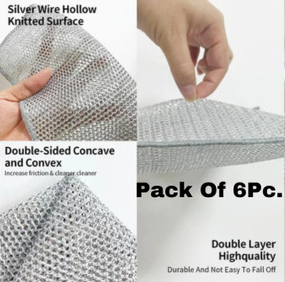 HELPER Non Scratch Dish Wash Cloths For Kitchen ,Pack Of 3pc, Double Layer Sponge Wipe(Regular, Pack of 6)