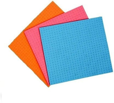 Kuisner Sponge Wipe Reusable and Washable for Kitchen and Home Cleaning (3pc) Multicolor Sponge Wipe(Regular, Pack of 3)
