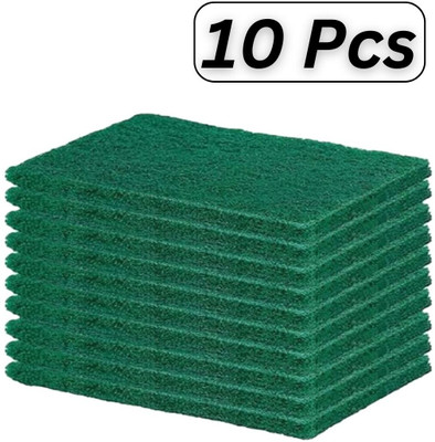 BY DKG SALES Heavy-Duty Reusable Scouring Pads – Green Multipurpose Scrubbers (Pack of 10) Scrub Pad(Regular)
