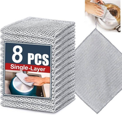 Ardo Wire Dishwashing Rags Non-Scratch Dish Wash cloth Scrubber Scrub Pad for Kitchen Stainless Steel Scrub(Regular, Pack of 8)