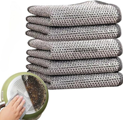 Agnirva Non-Scratch Wire Dishwashing cloth Multipurpose Cleaning Scrubber for Kitchen Stainless Steel Scrub, Scrub Pad(Regular, Pack of 5)
