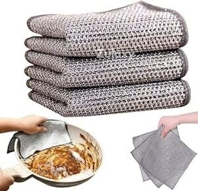 kroywen Wire Dishwashing cloth,Cleaning Scrubber Scrub Pad for Kitchen Washer Steel Rag Scrub Pad(Regular, Pack of 3)