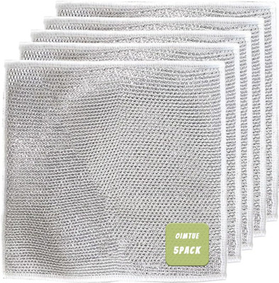 Lenlorry Non-Scratch Wire Dishcloth for Washing Dishes Non-Scratch Wire Dishcloth Stainless Steel Scrub(Regular, Pack of 5)