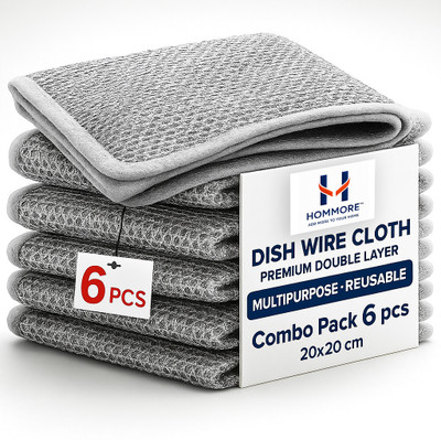 hommore DOUBLE LAYER -Dish cleaning wire cloth, multipurpose,reusable,Non-Scratch cloth Sponge Wipe(Regular, Pack of 6)