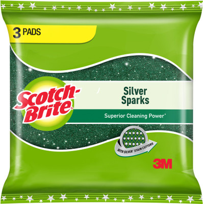 Scotch-Brite SIlver Sparks 9.5x14 3s Scrub Pad(Large, Pack of 3)