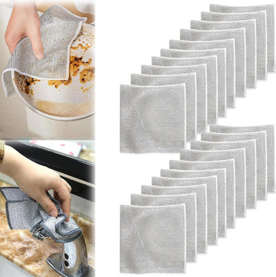 Reevasales Dish wash Cleaning Cloth for Kitchen Non-scratch Wire Dishwashing Rags(20-PACK) Scrub Pad(Medium, Pack of 20)