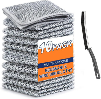 KAYZL Non-Scratch Wire Dishcloth & Gaps Cleaning Brush Sponge Wipe(Medium, Pack of 10)