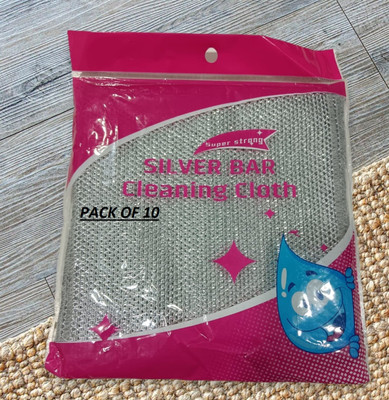 dust n shine Dish Scrubber Non Scratch Dish Wash Cloth Dish Scrub Steel Wire Dish Cloth Scrub Pad(Medium, Pack of 10)