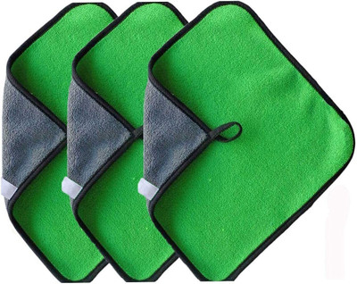 AM Creations Pack of 3 Lint Free Dual Sided Vehicle, Glass & floor Cleaning Cloth AC2.568 Wet and Dry Microfiber Cleaning Cloth(3 Units)