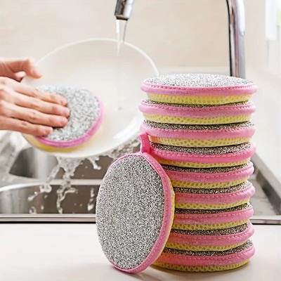 Dwiza Enterprise MultiPurpose 2 in 1 Double Side Wire Dish Cloth Dishwashing Sponge Dish Scrubber Stainless Steel Scrub, Scrub Pad, Sponge Wipe, Scrub Sponge(Regular, Pack of 4)