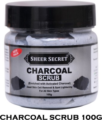 Sheer Secret Charcoal Scrub 100g - Removes Dead Skin Cell & Lightens Spot, For All Skin Types Scrub(100 g)