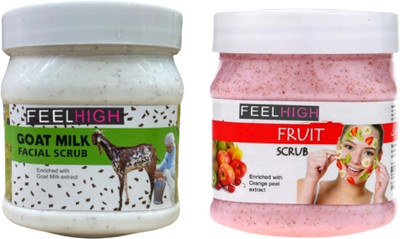 feelhigh Fruit scrub -500ml & Goat milk Facial Scrub -500ml -pack2 Scrub(500 ml)