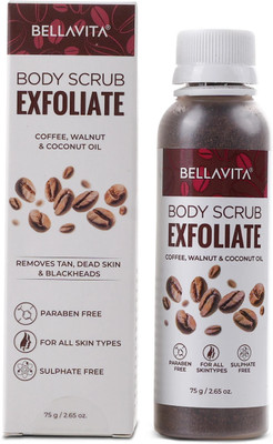 BELLAVITA Coffee Face & Body Scrub For Skin Brightening De-Tan Ayurveda, Exfoliate Knees, Elbows, Face, Scalp, Arms Etc Scrub(75 g)
