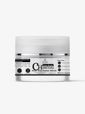 Bless Organics Activated Charcoal Face Scrub for Deep Cleansing & Clear Skin – 50g Scrub(50 g)