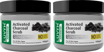 LUVYH Activated Charcoal Exfoliating Scrub 200g (pack of 2) Blackhead Removal Scrub(200 g)